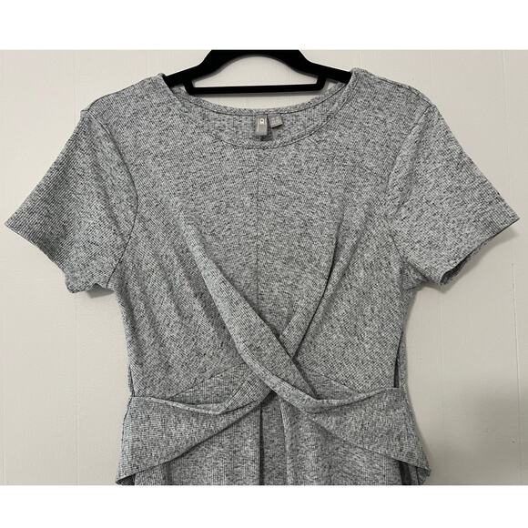 Asos Size 8 Heathered Gray Twist Front Ribbed Short Sleeve Knit Maxi - Picture 2 of 7